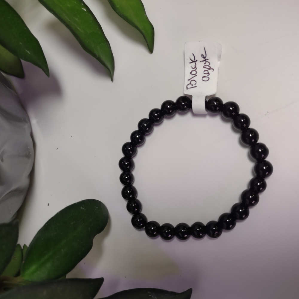 Elegant Black Agate Beaded Bracelet